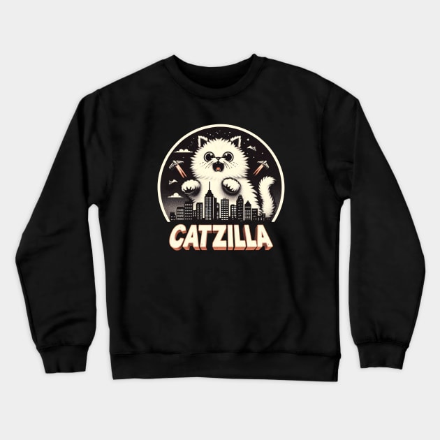 CATZILLA - Whimsical Giant Kitten Crewneck Sweatshirt by ANSAN